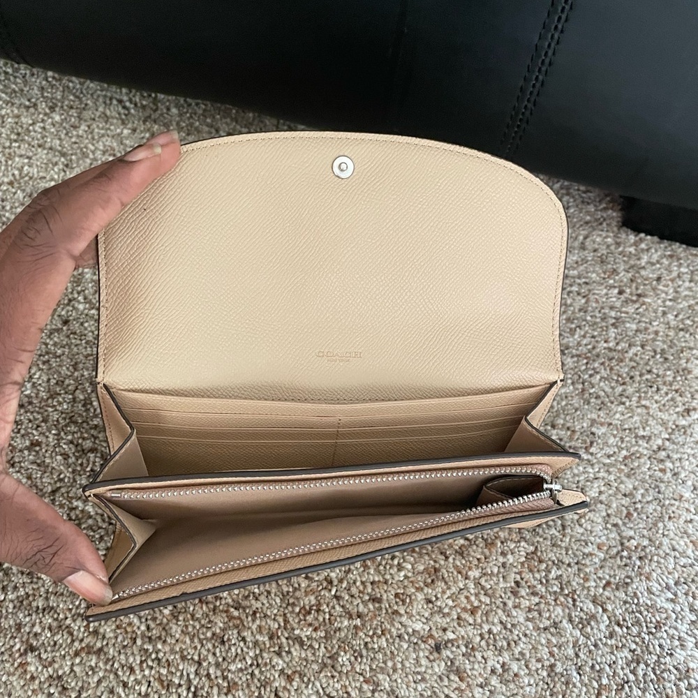 Coach Leather Envelope Wallet Sparkly Metallic Gold Clutch Evening Formal - Picture 10 of 12